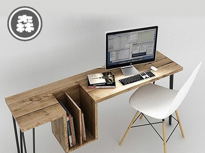 loft铁艺创意简约实木桌子 电脑桌 带抽屉可储物式个人书桌可定制