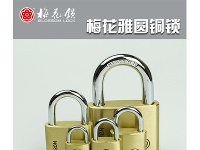梅花牌腰圆铜锁防锈铜锁仓库大门全铜可订通开挂锁锁头批发图1