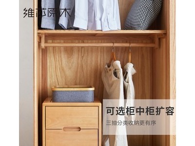 维莎北欧推拉门衣柜现代滑移门实木整体衣橱图3