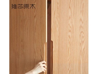 家用卧室三四门组合衣橱橡木储物柜现代简约收纳柜子图3