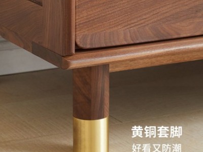 北欧黑胡桃木衣柜平开门4门卧室实木衣橱简约现代图3