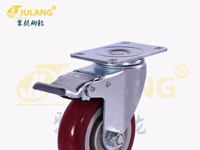 聚朗3寸4寸5寸聚氨酯PU静音手推车万向轮子中型货架脚轮定向脚轮图4