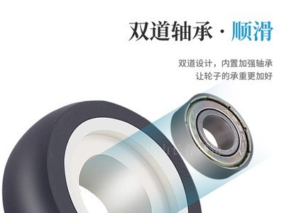 跨境专供2寸TPR静音脚轮家具办公椅万向轮四轴承双轮卡簧承重滑轮图2
