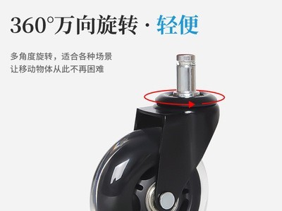 亚马逊3寸PU插杆脚轮老板椅万向轮 静音轮办公椅轮子爆款透明轮图3