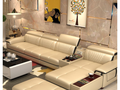 沙发 真皮沙发大户型组合简约整装现代客厅音乐皮艺沙发