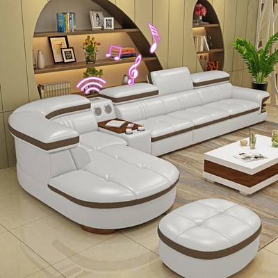 真皮沙发头层真皮 创意弧形沙发组合 简约现代大户型客厅整装家具