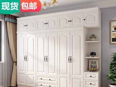小户型衣柜简约现代经济型卧室组装柜子4五5门整体木质大衣橱家用