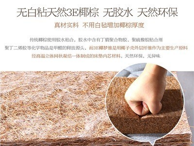 厂家定制天然椰棕床垫3E椰棕环保床垫1.8米 酒店宿舍学生床垫棕垫图3