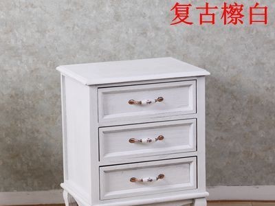 简约欧式实木床头柜美式复古床边柜储物收纳柜做旧客厅柜整装图5