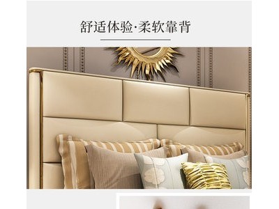 样板间主卧双人床皮艺床现代港式家具图2