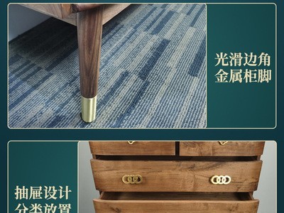 木质斗柜 北美黑胡桃木复古中式大容量多层玄关柜客厅入户进门图3