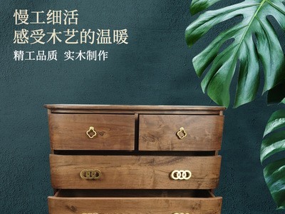木质斗柜 北美黑胡桃木复古中式大容量多层玄关柜客厅入户进门图2