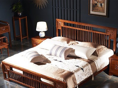 古典中式主卧双人大婚床经济型拼接雕花床韵味家居家具实木床