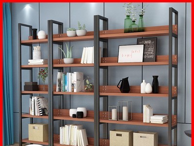 定制钢木书架书柜置物架简易铁艺货架墙上多层展示架客厅储物架