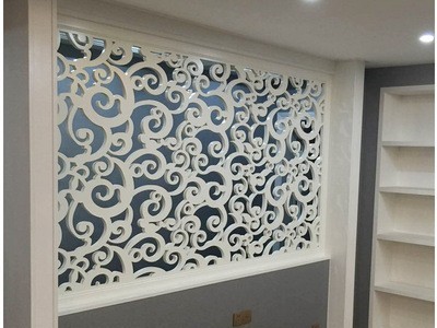 东阳木雕吊顶 镂空雕花密度板通花板 花格背景墙玄关隔断屏风图5