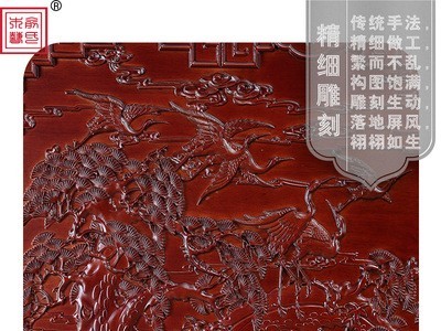 东阳木雕中式实木落地屏风隔断客厅酒店办公移动实木大屏风包邮图4