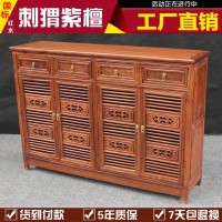 红木家具 刺猬紫檀两三四门鞋柜 实木百叶鞋柜 花梨木玄关柜特价