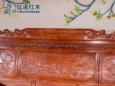 兰亭序大床古典中式卧室家具刺猬紫檀红木实木低箱双人大床组合图2