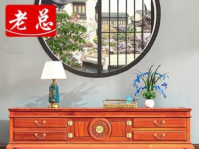 老总红木香花梨家具香花梨电视柜客厅组合全实木仿古雕花地柜矮柜图2