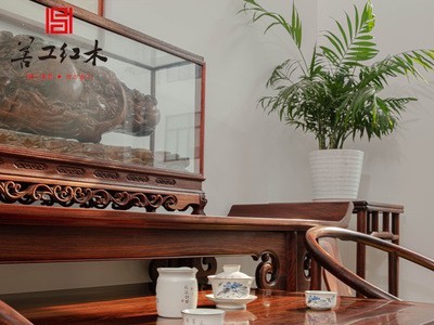 中式古典红木家具 大红酸枝 客厅明式供桌堂屋家具明式中堂六件套图2