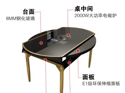 多功能餐桌折叠伸缩创意轻奢后现代简约变形餐桌椅套装电磁炉桌子图5