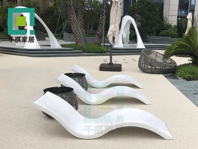 玻璃钢躺椅酒店户外泳池泡水胶衣坐凳个性造型海边沙滩休息区座椅图4