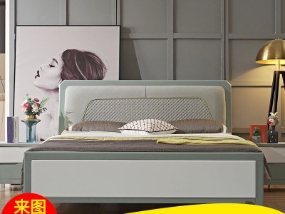 现代简约1.5米1.8米双人床主卧床北欧轻奢实木床厂家工程加工定制