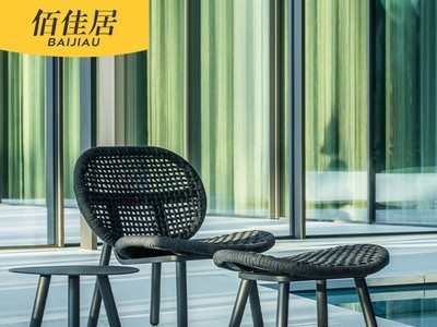 北欧户外编绳沙发组合柚木双人茶几躺椅客厅室外简约铝合金单人椅图4