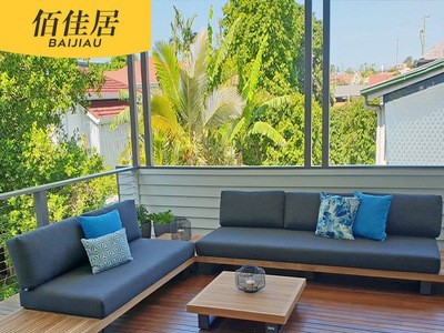 北欧户外铝合金柚木沙发组合茶几三人双人别墅阳台庭院休闲轻奢图2