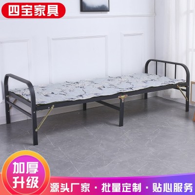 家用铁艺单人折叠床便捷式钢木折叠床出租房单人床硬板床折叠床