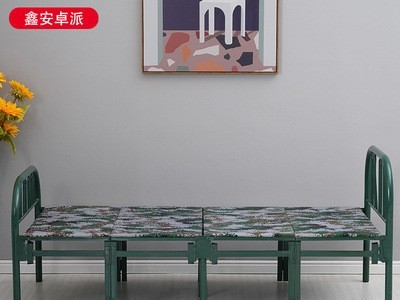 军用折叠行军床野战塑钢部队折叠床户外四折简易办公室折叠床图2
