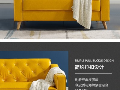 日式轻奢风格简约小户型时尚皮艺沙发北欧店铺工作室办公皮沙发图2