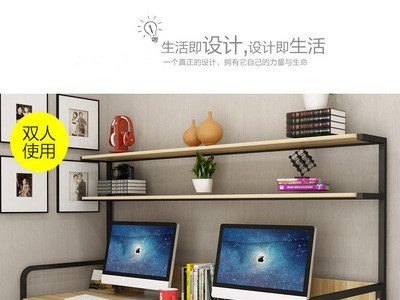 简约家用电脑桌学生一体书桌书架组合写字台图2