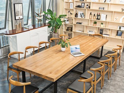 简约现代实木办公桌办公室会议桌实木长桌 现代会议室会议桌桌子