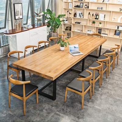 简约现代实木办公桌办公室会议桌实木长桌 现代会议室会议桌桌子