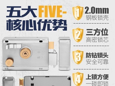 工厂直供批发室内不锈钢老式外装防盗门锁 卧室宿舍木门铁门锁图2