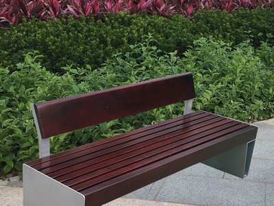优质景观公园休闲座椅广场创意钢木休息椅室外园林实木长椅长凳子