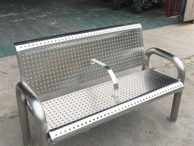厂家定做不锈钢室外座椅公园金属靠背休闲椅园林景观户外椅子长凳