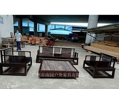 厂家直销户外新中式实木罗汉床家具阳台庭院休闲露天沙发组合定制图2