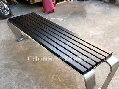 厂家直销户外不锈钢公园椅防腐实木长椅小区坐凳等候休闲座椅定制图4