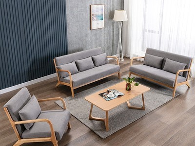 实木小户型沙发客厅公寓单双人休闲椅阳台简约北欧布艺组合沙发
