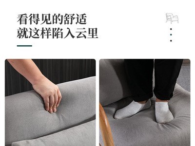 实木小户型沙发客厅公寓单双人休闲椅阳台简约北欧布艺组合沙发图3