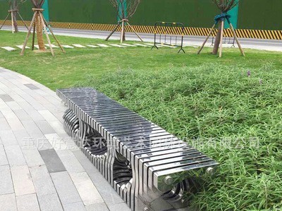 创意款品质座椅户外304不锈钢公园椅 景区广场排椅公共防锈长条凳图2