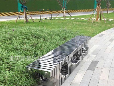 创意款品质座椅户外304不锈钢公园椅 景区广场排椅公共防锈长条凳图5