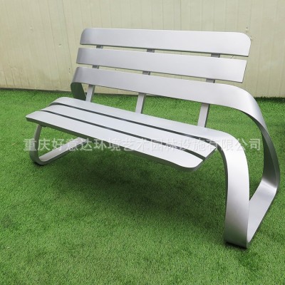 加工定制304不锈钢创意长椅 公园休息户外长条凳公交站靠背等候椅