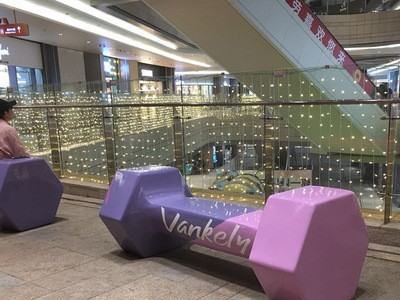 玻璃钢创意商场美陈休闲椅户外景观座椅广场休息坐凳电影院等候椅图2