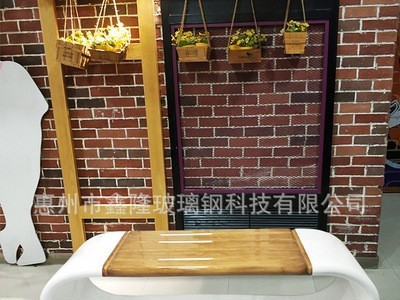 商场座椅户外美陈木纹环形坐凳酒店大堂花盆座椅组合玻璃钢休闲椅图2