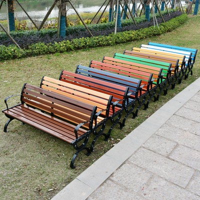 公园椅 户外长条椅子室外休闲座凳铸铝 实木防腐塑木排椅 等候椅