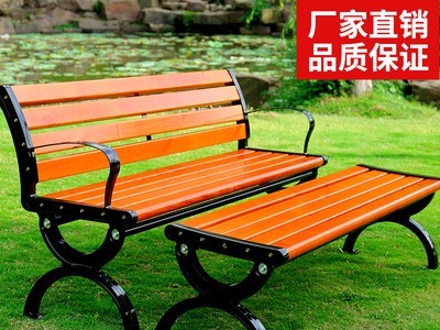 公园椅子铸铝户外桌椅塑木长椅排椅实木椅休闲公园长凳防腐木条椅图2