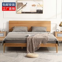 实木婚床1.8米双人床北欧现代简约经济型1.5米床架家用经济型床架